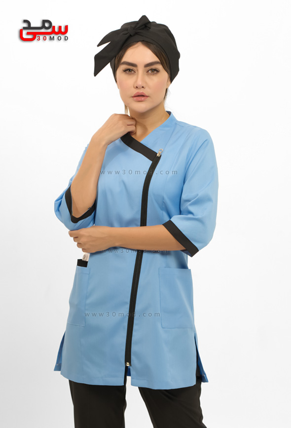 روپوش پزشکی زیپی کد502 آبی