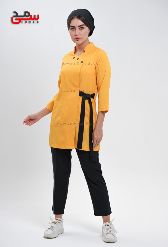روپوش پزشکی شیک کد 501 خردلی