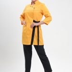 مانتو اداری - روپوش پزشکی - سی مد روپوش پزشکی شیک کد 501 خردلی