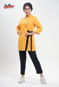 مانتو اداری - روپوش پزشکی - سی مد روپوش پزشکی شیک کد 501 خردلی